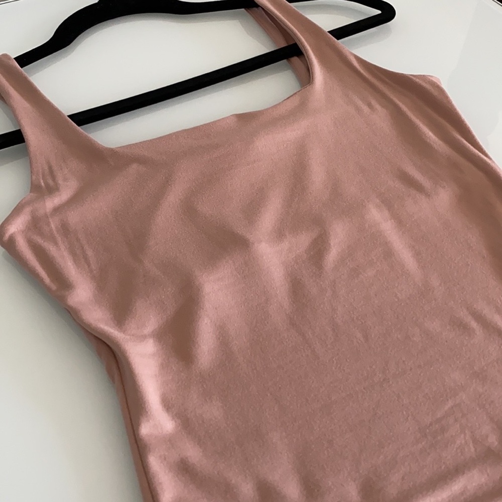 FREELY - Dusty Pink Square Neck Casual
Basic Soft Tank Top Bodysuit - Picture 10 of 11